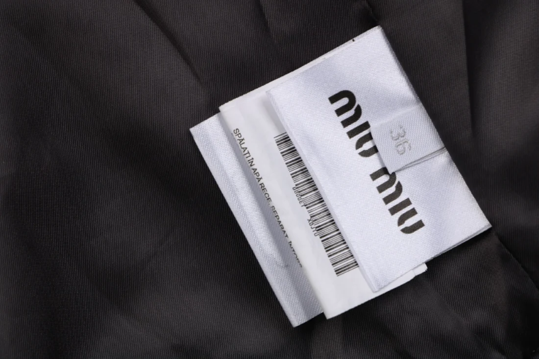 Miu Miu Washed Grey Embroidered Logo Zip-Up Jacket Brand label
