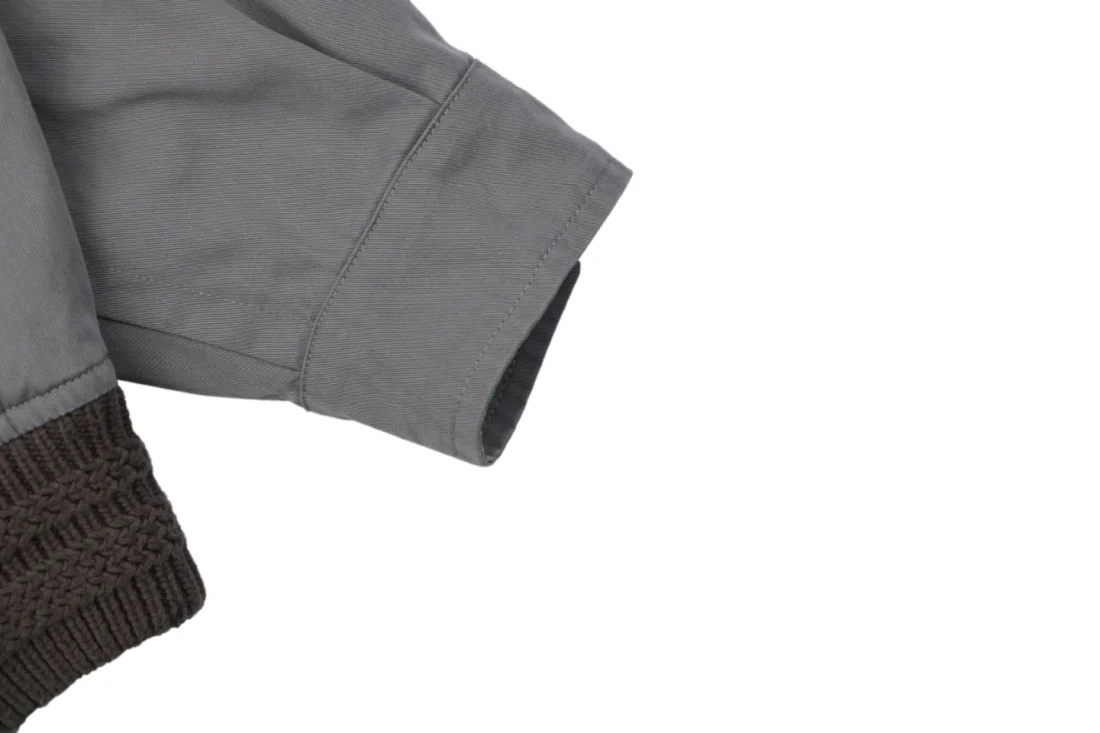 Miu Miu Washed Grey Embroidered Logo Zip-Up Jacket Cuff