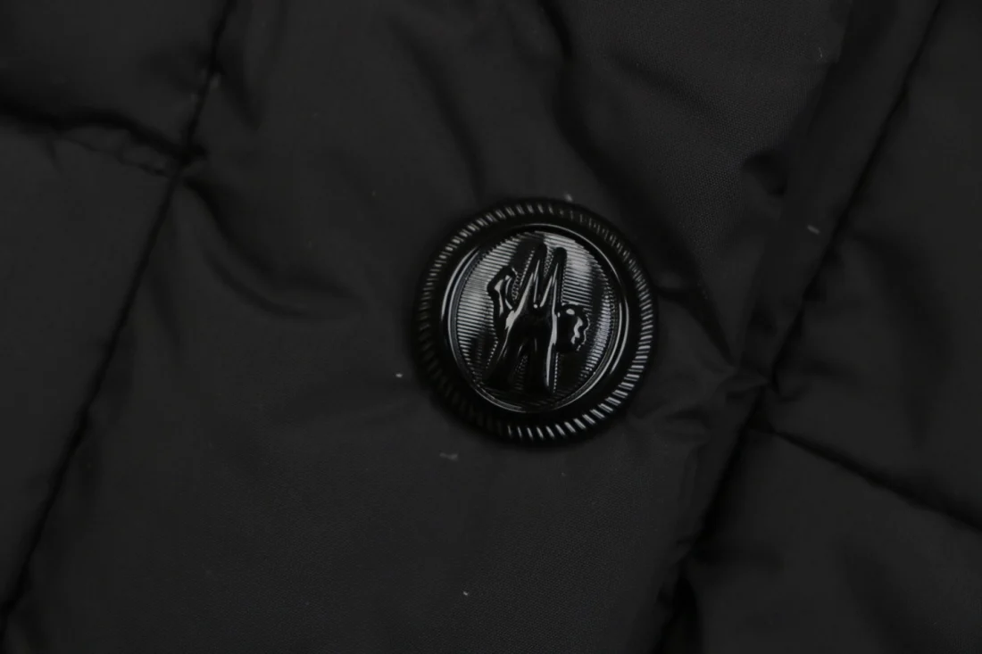 Moncler Beverley Black Detachable Fur Trim Hooded Belted Down Jacket Button