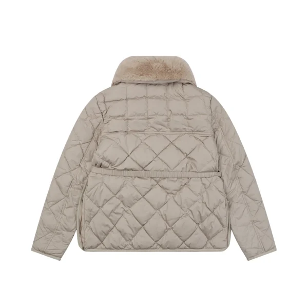 Moncler Cygne Detachable Faux Fur Collar Belted Quilted Down Jacket Khaki Back view