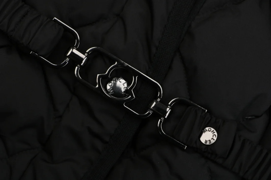 Moncler Cygne Detachable Faux Fur Collar Belted Quilted Down Jacket Black