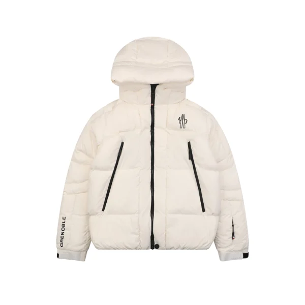Moncler Grenoble Hooded Down Puffer Jacket White Front view