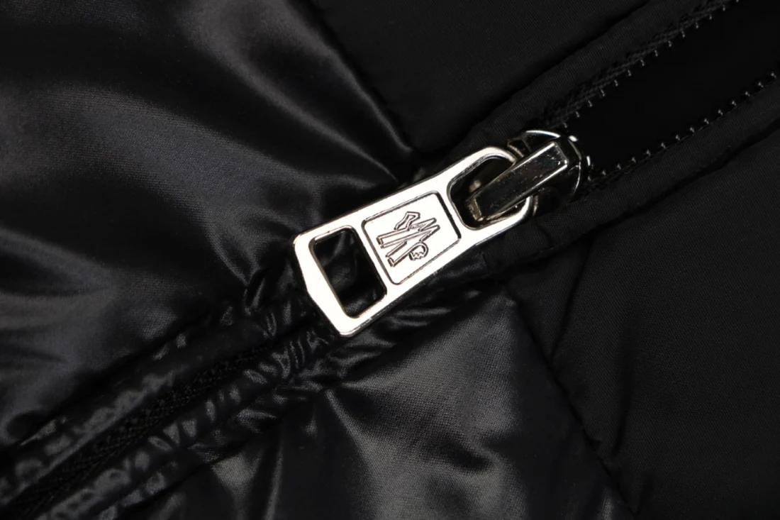 Moncler Hidden Hood Glossy Quilted Down Vest Zipper puller