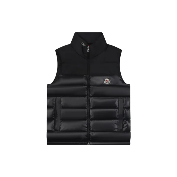 Moncler Hidden Hood Glossy Quilted Down Vest Front view