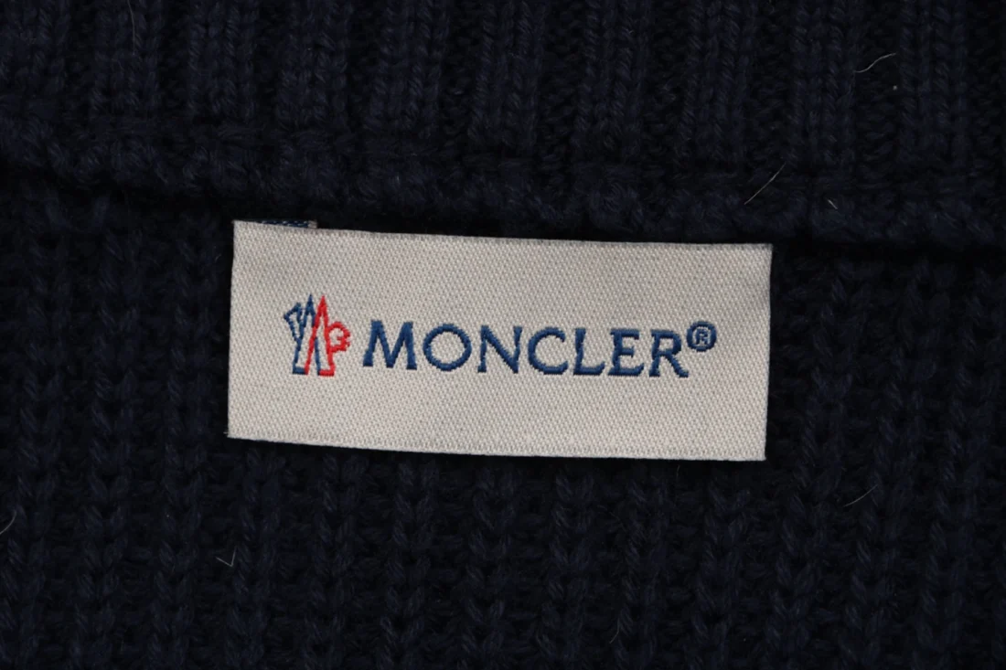 Moncler Knit Sleeve Quilted Down Jacket Navy Brand label