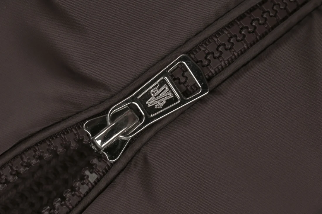 Moncler Knit Sleeve Quilted Down Jacket Brown Zipper puller