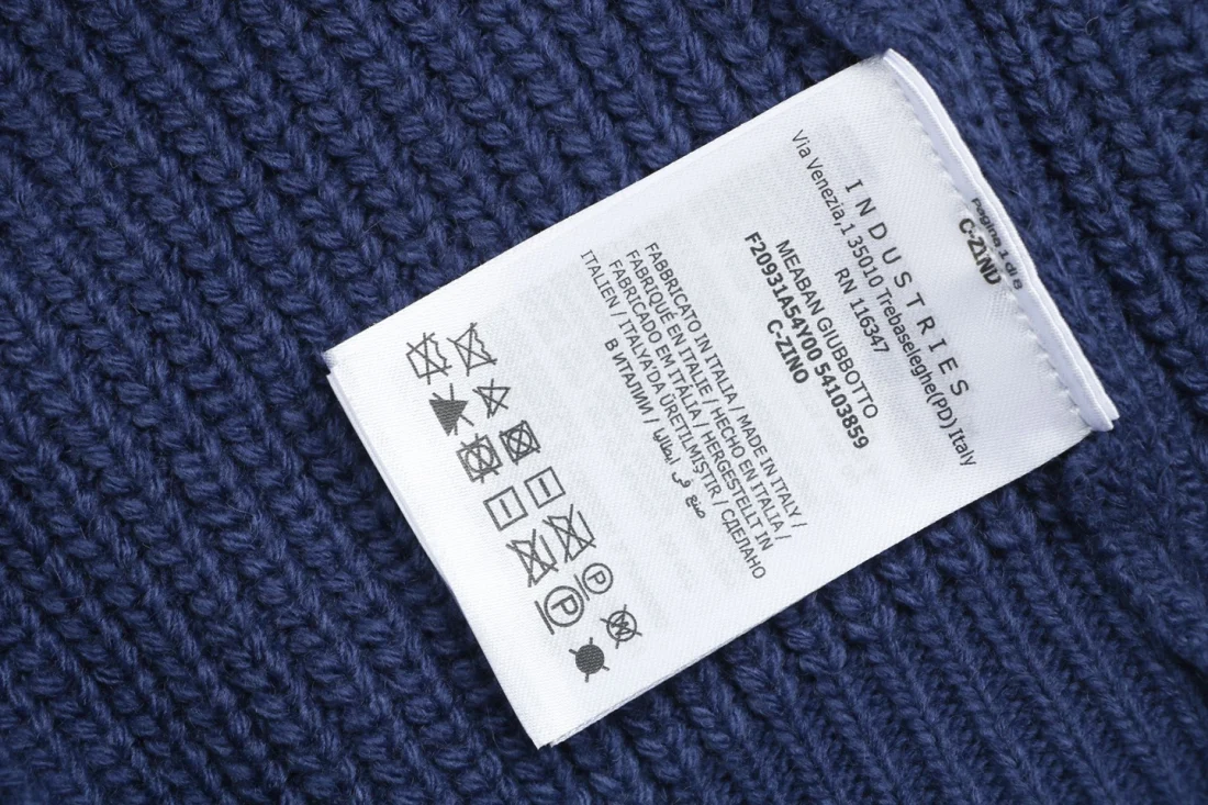 Mxxcler Logo Patch Ribbed Knit High Neck Half-Zip Sweater Navy Wash label