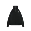 Mxxcler Logo Patch Ribbed Knit High Neck Half-Zip Sweater (Black/Navy)