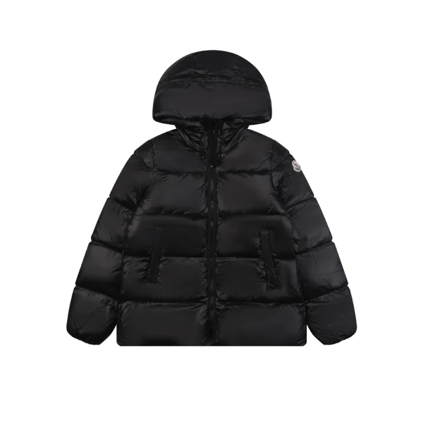 Moncler Serine Short Hooded Down Jacket Black Front view