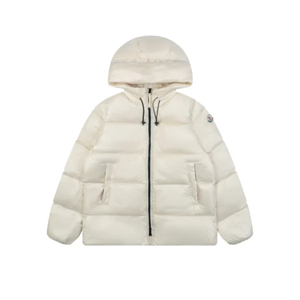 Moncler Serine Short Hooded Down Jacket White Front view
