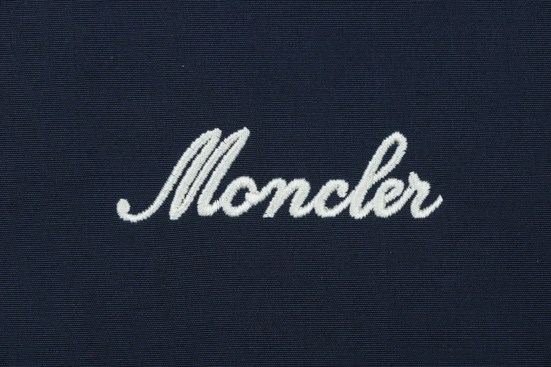 Moncler Signature Embroidered Logo Navy Blue Cotton Blend Coach Jacket Brand
