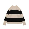 Mxxcler Striped Wool Cashmere Blend Crewneck Sweater