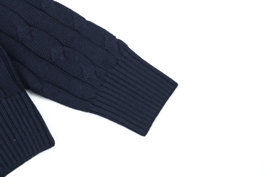 Ralph Lauren Cable-Knit Pony Logo Crewneck Sweater Cuff