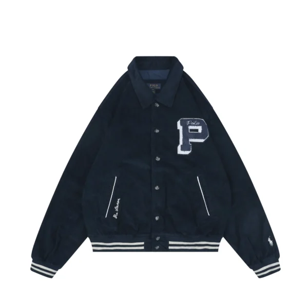 Ralph Lauren Polo P Letter Corduroy Varsity Jacket Front view