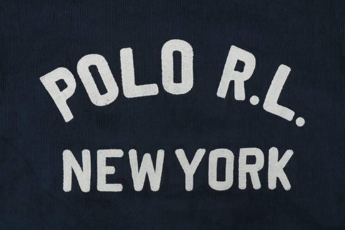 Ralph Lauren Polo P Letter Corduroy Varsity Jacket Back Print