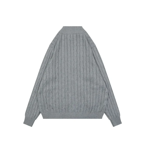 Ralph Lauren Pony Cable-Knit Full-Zip Sweater Grey Back view