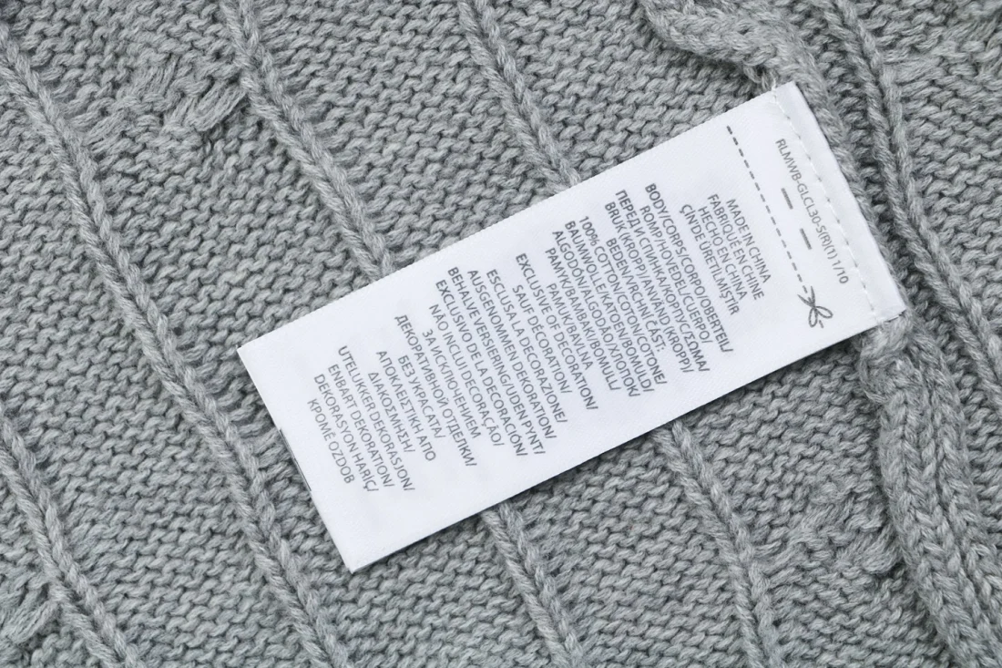 Ralph Lauren Pony Cable-Knit Full-Zip Sweater Grey Wash label
