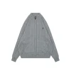 Ralph Lauren Pony Cable-Knit Full-Zip Sweater (Grey/Black/Beige)
