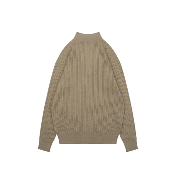 Ralph Lauren Pony Cable-Knit Half-Zip Sweater Brown Back view