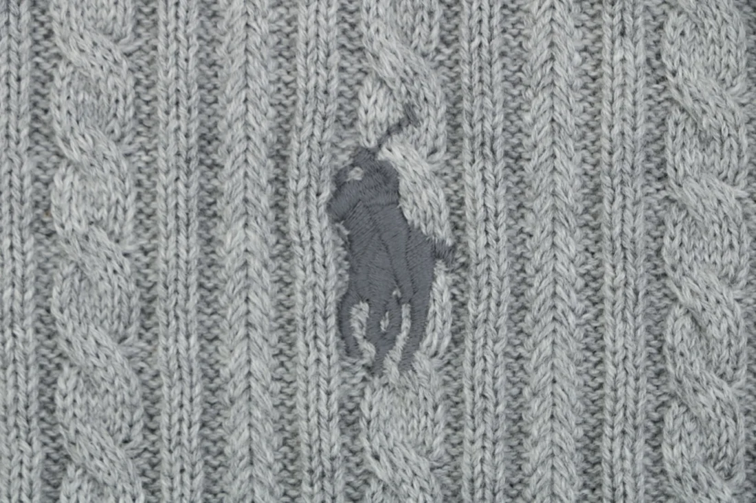 Ralph Lauren Pony Cable-Knit Half-Zip Sweater Grey Brand