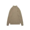 Ralph Lauren Pony Cable-Knit Half-Zip Sweater (Brown/Grey)