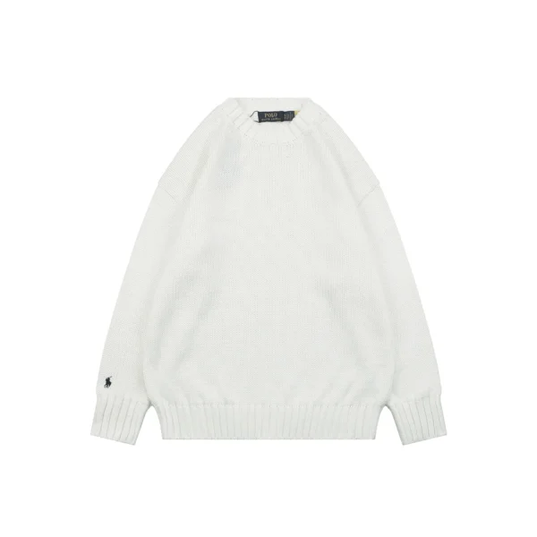 Ralph Lauren Pony Embroidered Sleeve Cotton Crewneck Sweater Front view