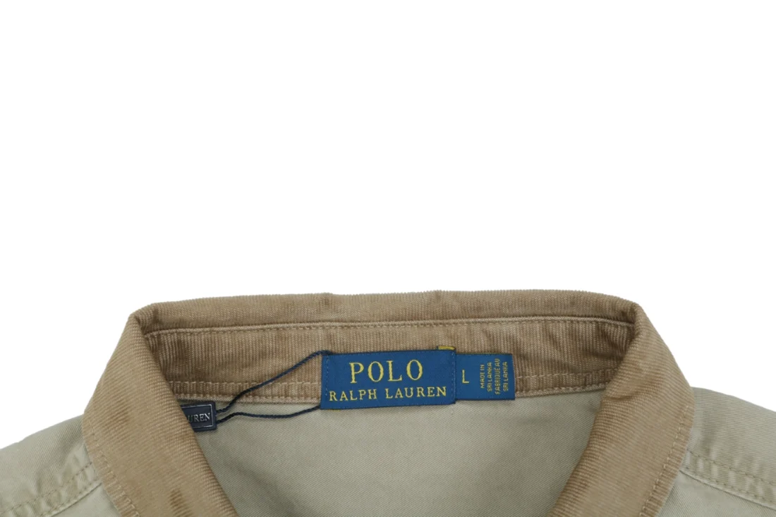 Ralph Lauren Pony Logo Double-Pocket Contrast Collar Shirt Jacket Khaki