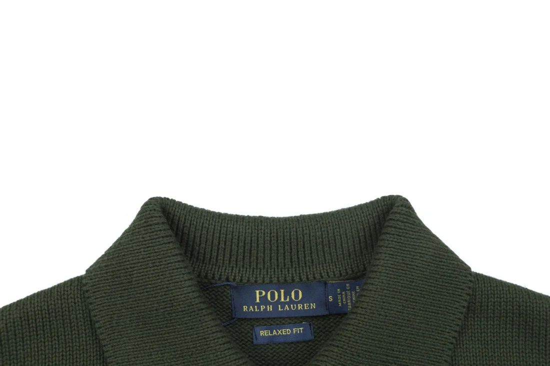 Ralph Lauren Pony Logo Four-Button Polo Sweater Green Collar