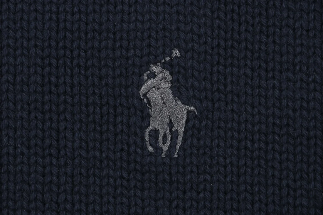Ralph Lauren Pony Logo Four-Button Polo Sweater Navy Brand