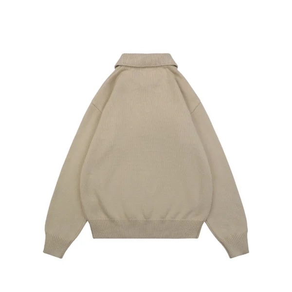 Ralph Lauren Pony Logo Four-Button Polo Sweater Khaki Back view
