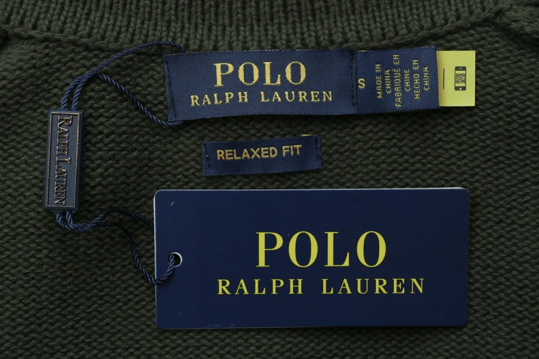 Ralph Lauren Pony Logo Four-Button Polo Sweater Green Brand label