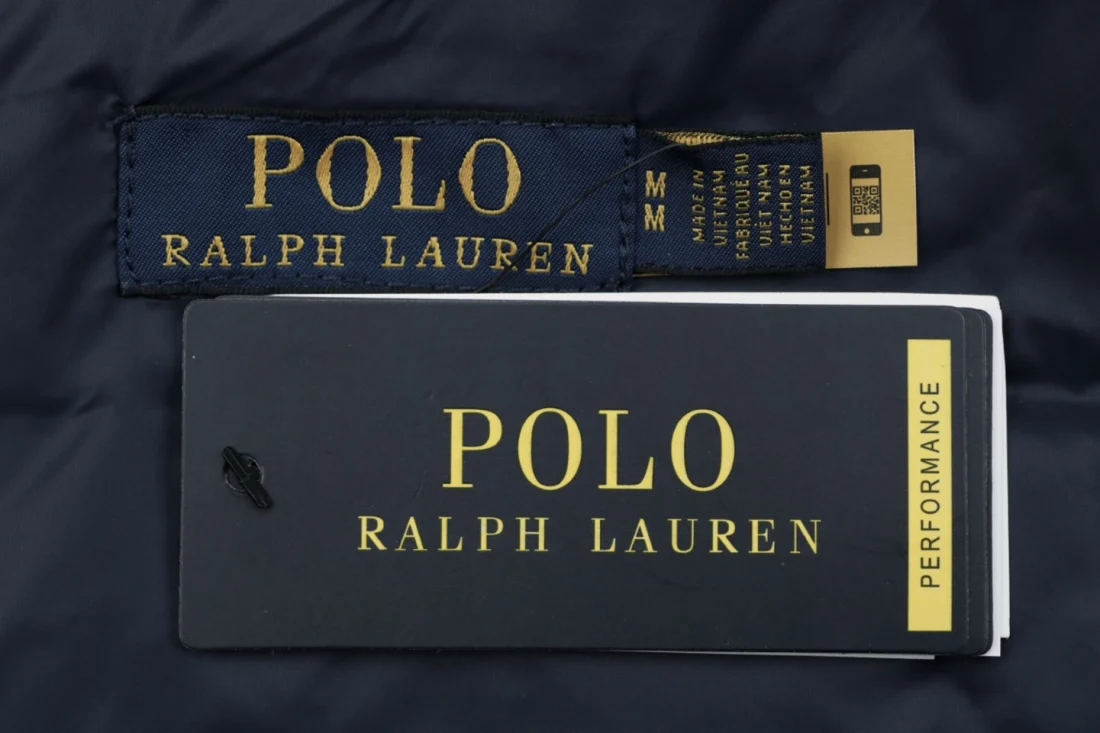 Ralph Lauren Pony Logo Quilted Down Puffer Vest Navy Brand label