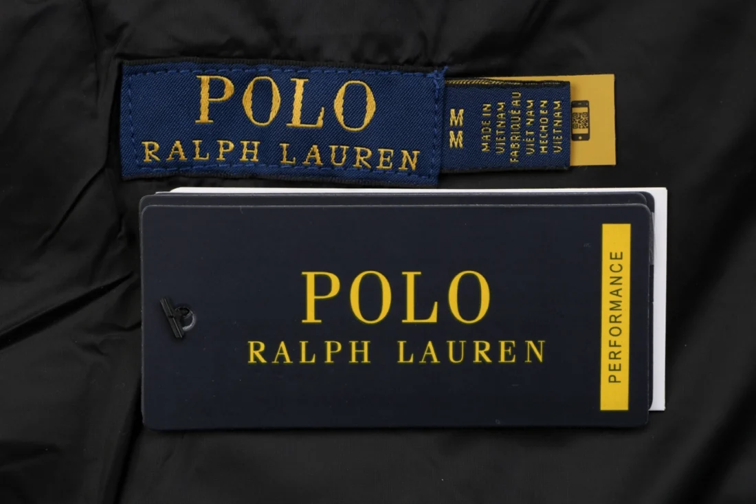 Ralph Lauren Pony Logo Quilted Down Puffer Vest Black Brand label