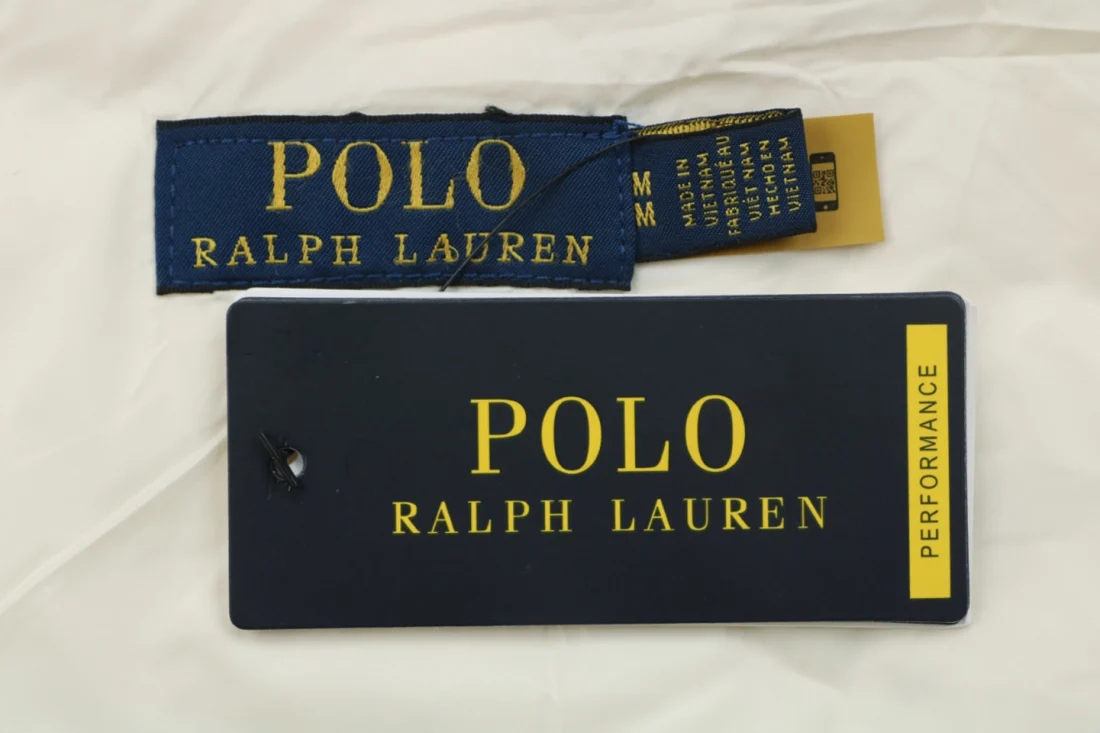 Ralph Lauren Pony Logo Quilted Down Puffer Vest Beige Brand label