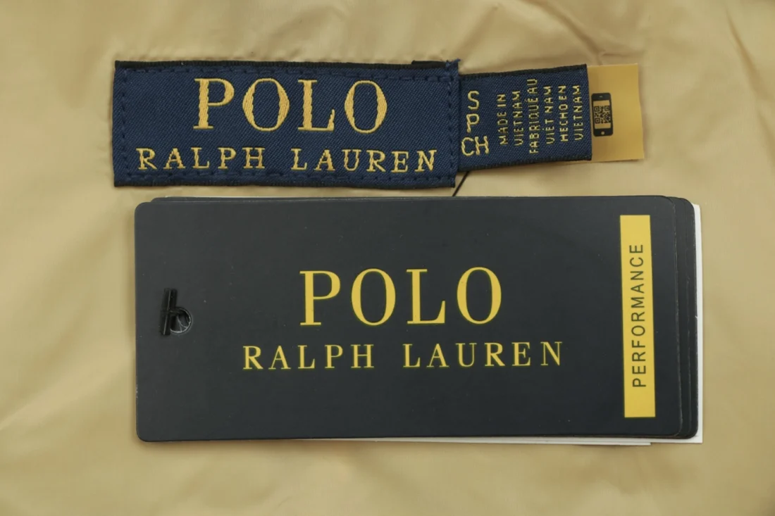 Ralph Lauren Pony Logo Zip Pocket Down Puffer Vest Khaki Brand label