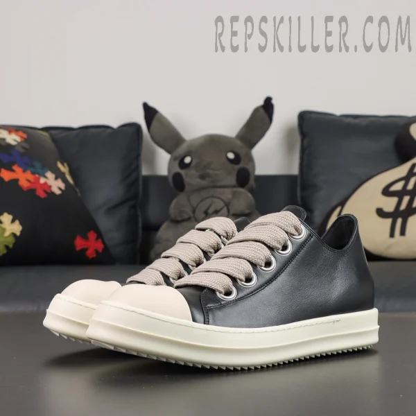 Rick Owens Temple Jumbolace Low 'Full Grain Cow Leather Black Milk'