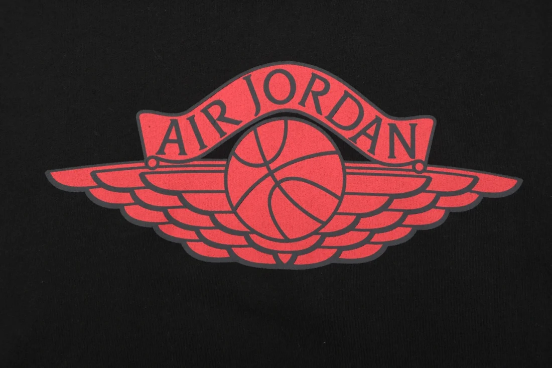 Saint Michael x Air Jordan Wings Graphic Boxy Fit Pullover Hoodie Black Front Print