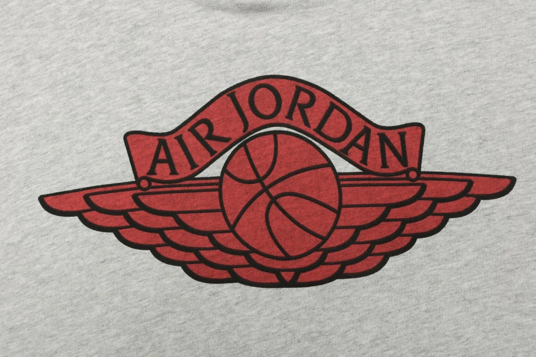 Saint Michael x Air Jordan Wings Graphic Boxy Fit Pullover Hoodie Grey Front Print