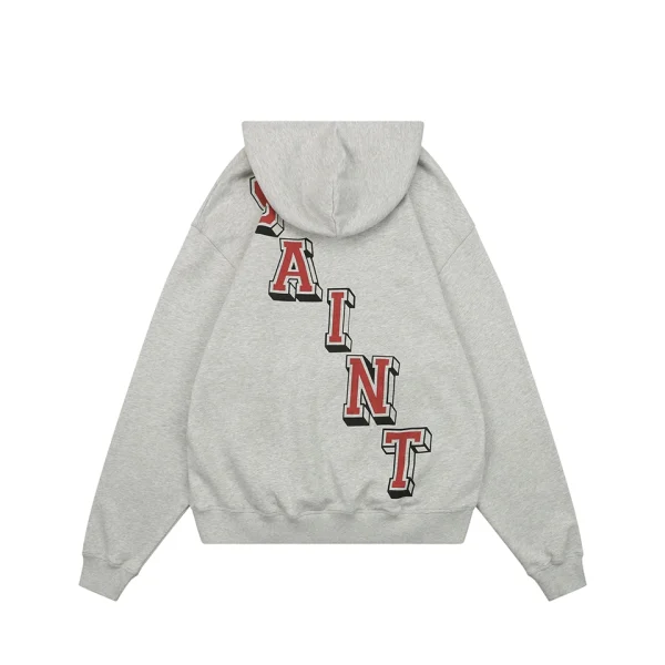 Saint Michael x Air Jordan Wings Graphic Boxy Fit Pullover Hoodie Grey Back view