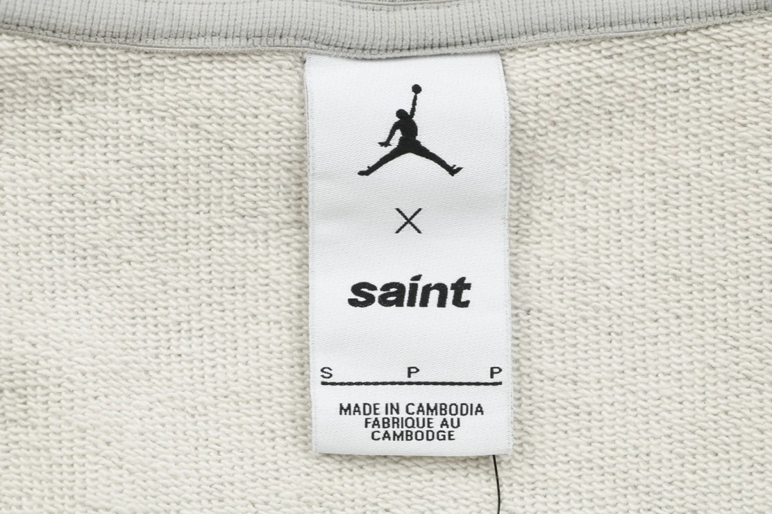 Saint Michael x Air Jordan Wings Graphic Boxy Fit Pullover Hoodie Grey Brand label