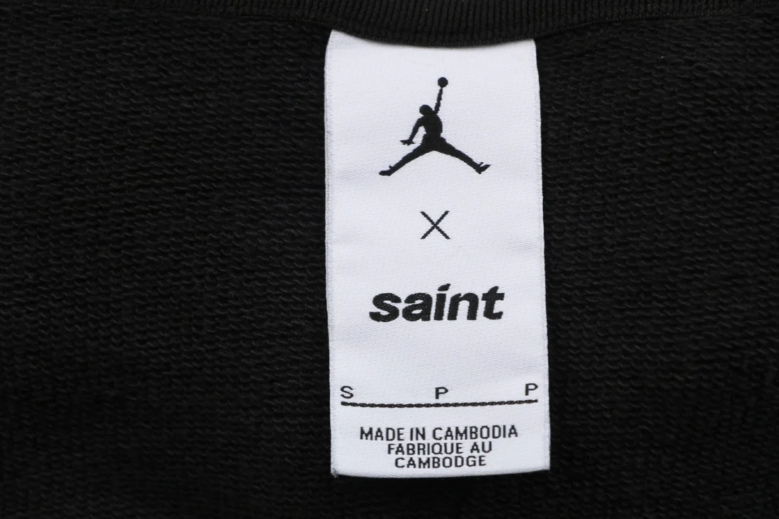 Saint Michael x Air Jordan Wings Graphic Boxy Fit Pullover Hoodie Black Brand label