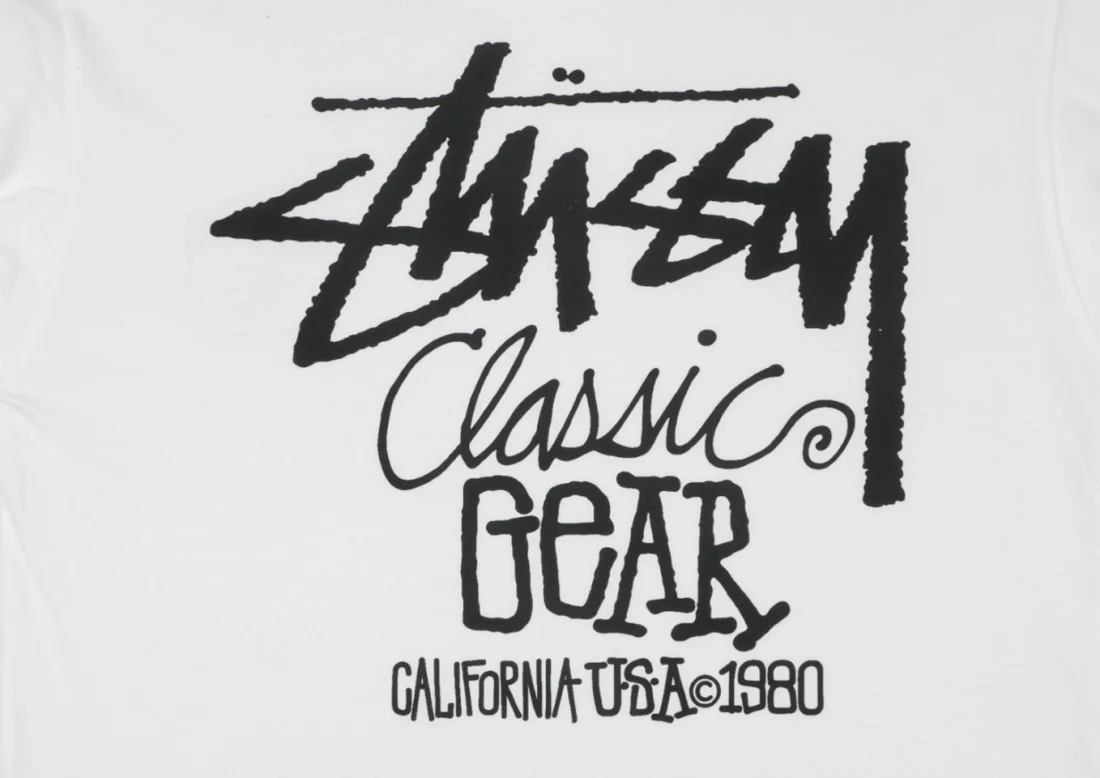 Stussy Classic Gear 1980 Graffiti Logo Shirt White Print