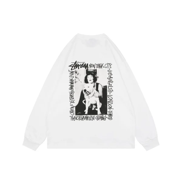 Stussy Dog Portrait Graphic Print Shirt White Back view