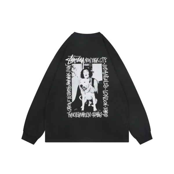 Stussy Dog Portrait Graphic Print Shirt Black Back view