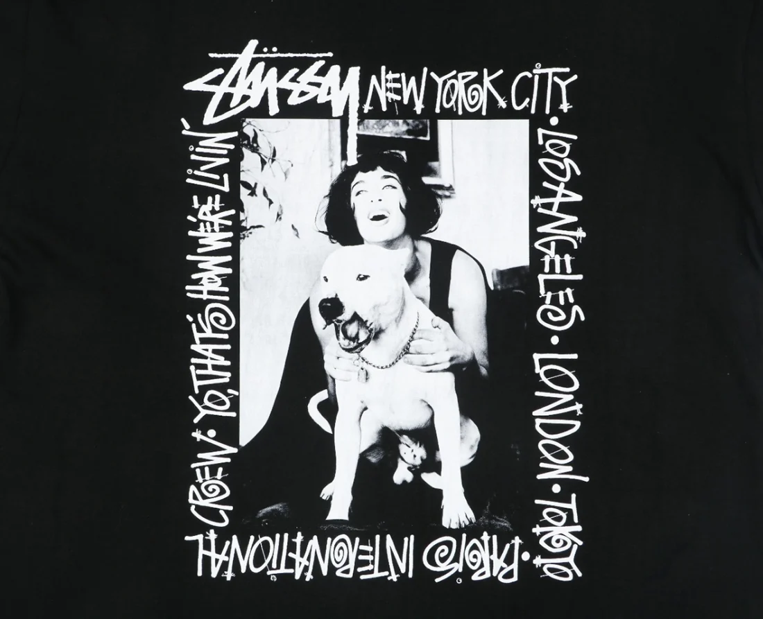 Stussy Dog Portrait Graphic Print Shirt Black Back Print