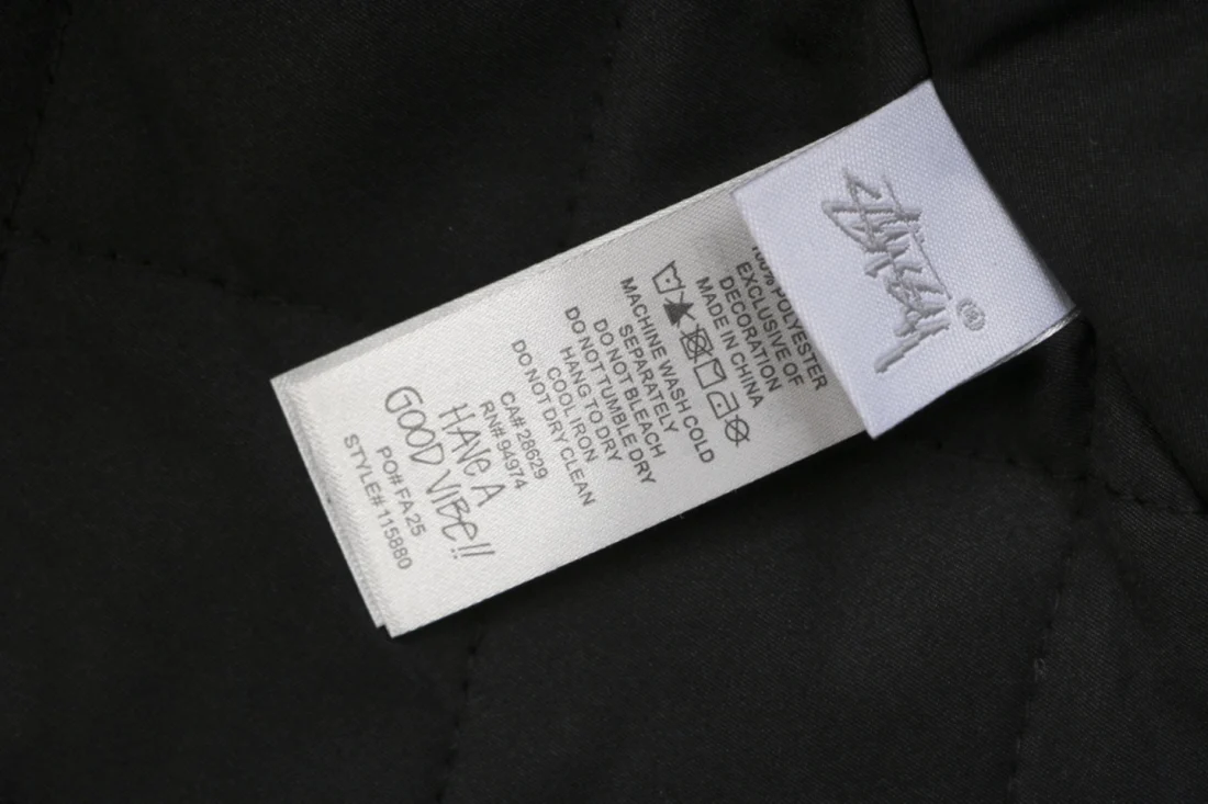 Stussy Four-Pocket Embroidered Workwear Jacket Black Wash label