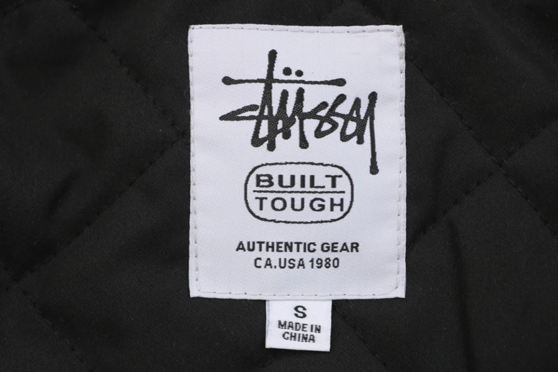 Stussy Four-Pocket Embroidered Workwear Jacket Black Brand label