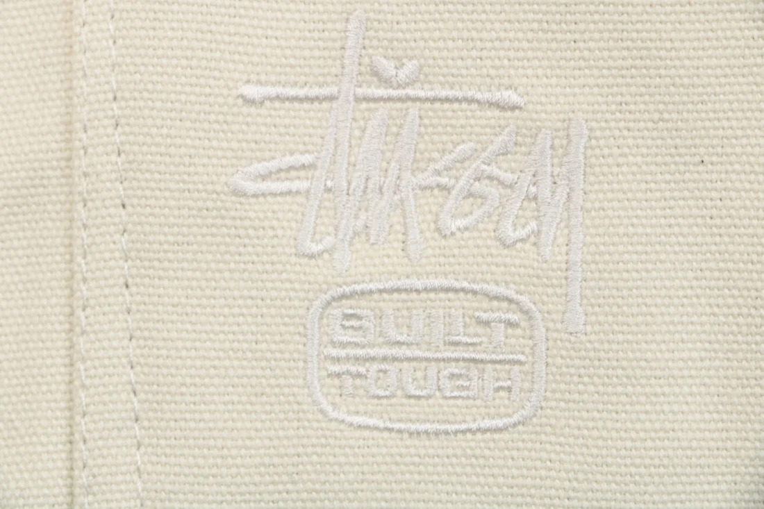 Stussy Four-Pocket Embroidered Workwear Jacket Beige Brand