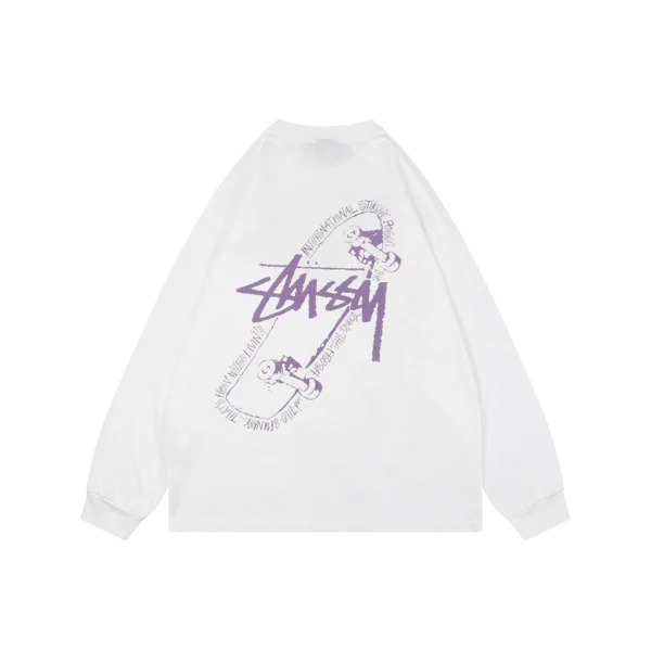 Stussy Skateboard Graffiti Logo Shirt White Back view