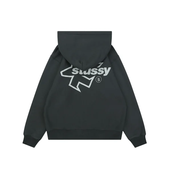 Stussy Surfman Logo Graphic Zip-Up Hoodie Back view